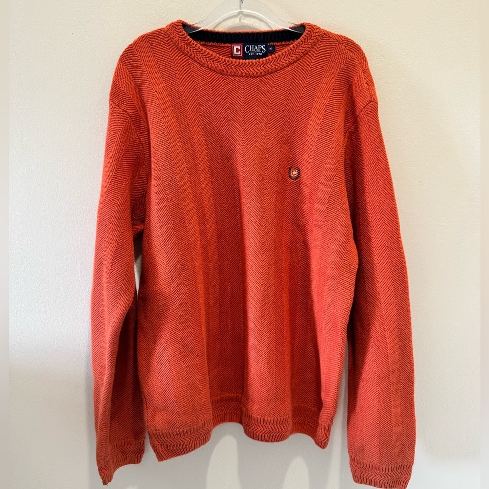 Chaps,‎ 100% Cotton Men's Orange VTG Sweater, Size M